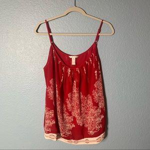 CAbi Heart of Township Red White Sheer Spaghetti Cami Tank